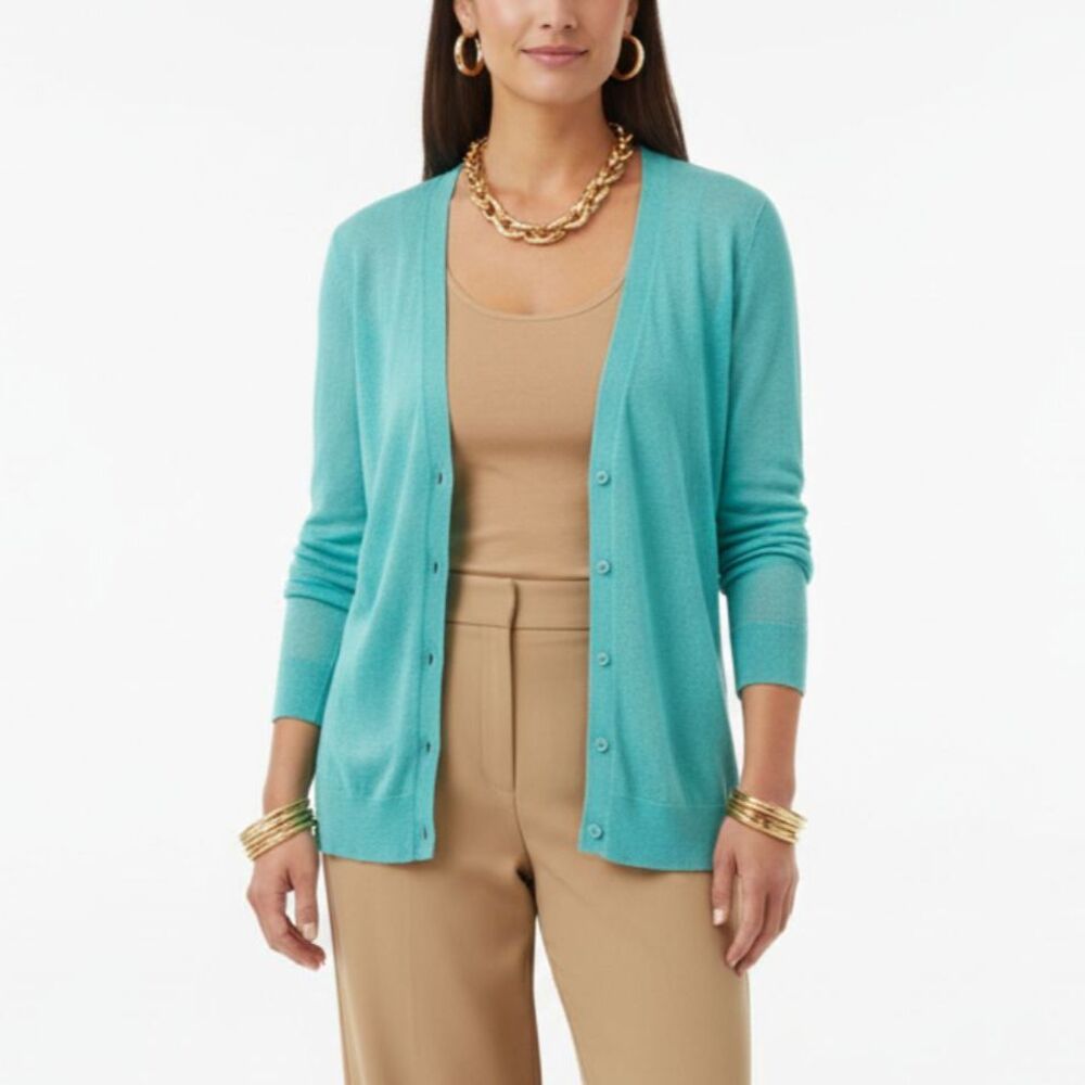 Ralph Lauren Aqua Blue Long Sleeve Button Front Cardigan Sweater S